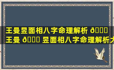 王曼昱面相八字命理解析 🕊 「王曼 🐋 昱面相八字命理解析大全」